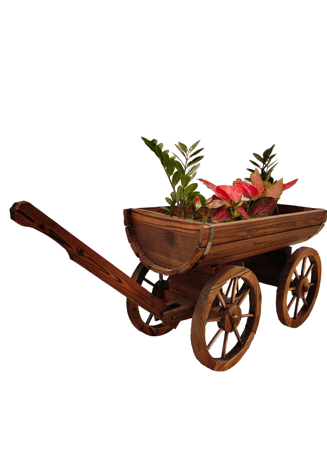 Wooden Half Barrel Trolley Planter