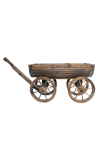 Wooden Half Barrel Trolley Planter