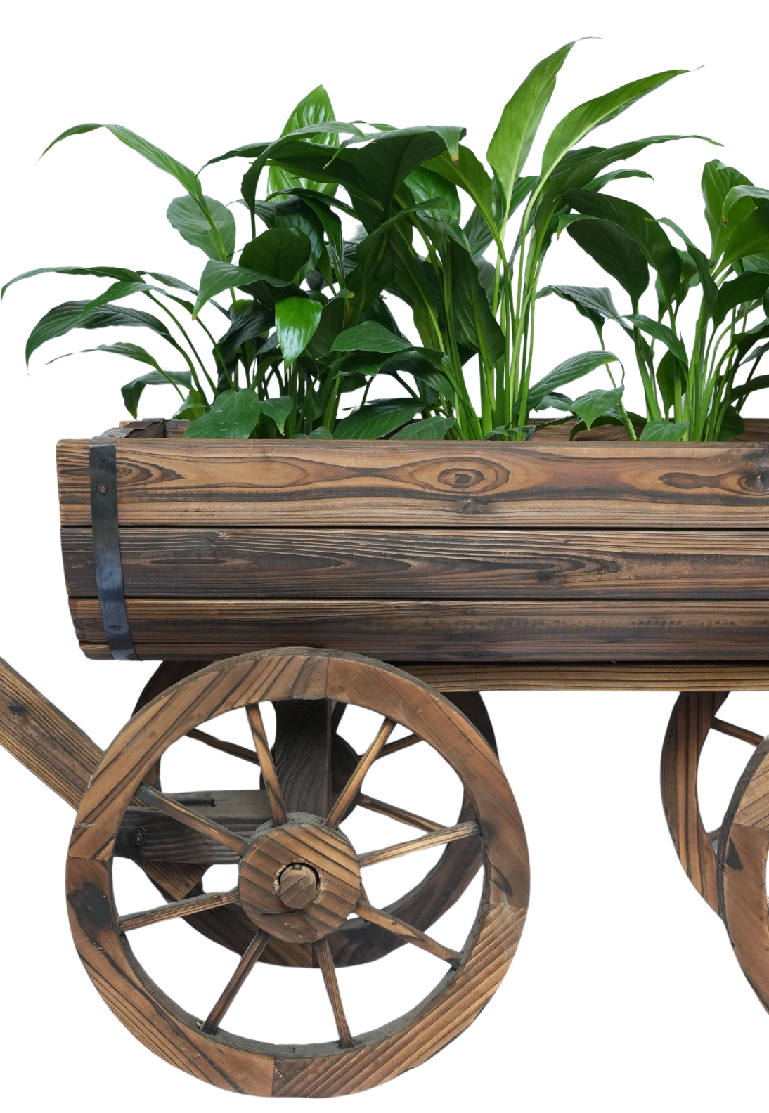 Wooden Half Barrel Trolley Planter