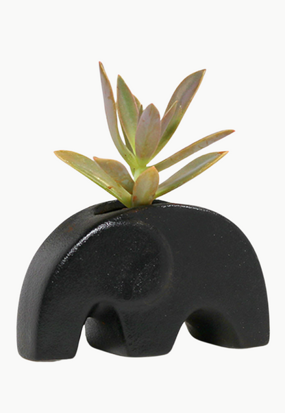 Black Flat Elephant Planter